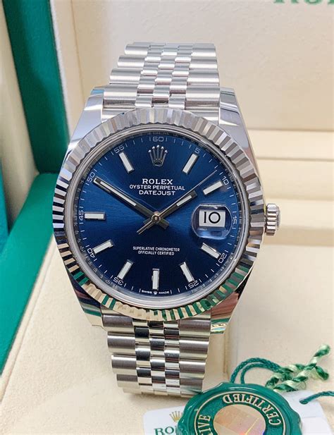 rolex black and blue dial|pre owned rolex 41mm datejust.